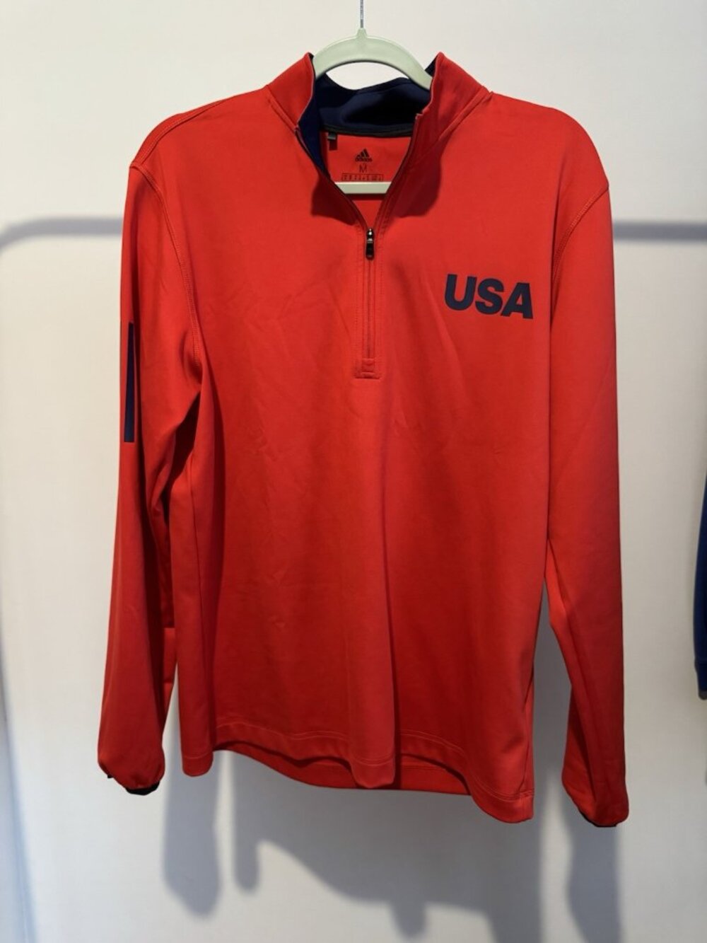 adidas Team USA Golf Quarter Zip Pullover Men's Medium Red Mock Neck
